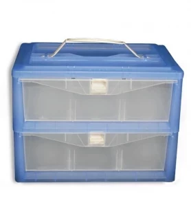 2 Drawer - 30 Cone storage box with handle & Dividers - Blue R-STORBOX Photo