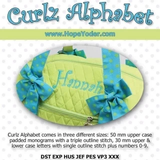 Curlz Alphabet Monogram Embroidery CD - Designs by Hope Yoder Photo