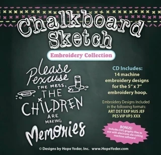 Chalkboard Sketch Embroidery CD w/SVG - Designs by Hope yoder Photo