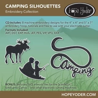 Camping Silhouettes Embroidery CD w/ SVG - Designs by Hope Yoder Photo