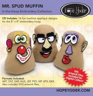 Mr. Spud Muffin  Embroidery CD w/SVG - Designs by Hope Yoder Photo