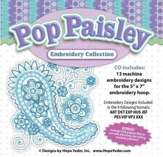 Pop Paisley Embroidery CD w/ SVG - Designs by Hope Yoder Photo