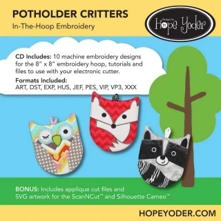 Potholder Critters Embroidery CD w/SVG - Designs by Hope Yoder Photo