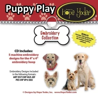 Puppy Play Embroidery CD w/ SVG - Designs by Hope Yoder Photo