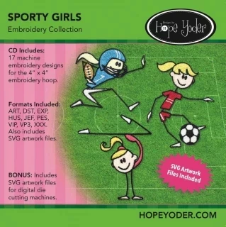 Sporty Girls Embroidery CD w/ SVG - Designs by Hope Yoder Photo