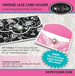 Vintage Card Holders Embroidery CD w/SVG - Designs by Hope Yoder Photo