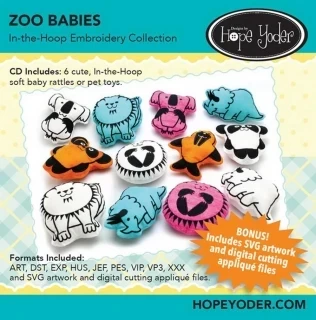 Zoo Babies Embroidery CD w/SVG - Designs by Hope Yoder Photo