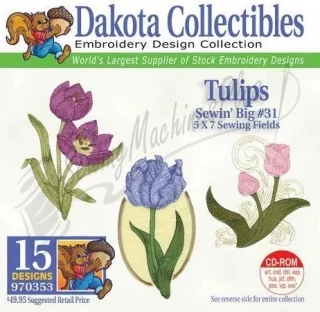 Dakota Collectibles Tulips Embroidery Designs - 970353 Photo