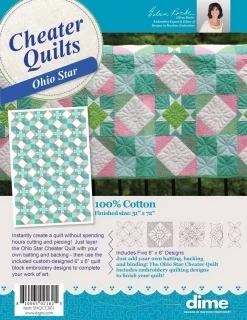 DIME - Ohio Star Cheater Quilt With Designs Photo