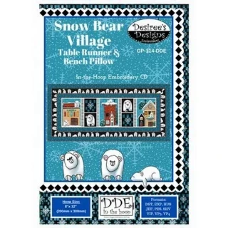 Snowbear Village Table Runner and Bench Pillow ITH Photo