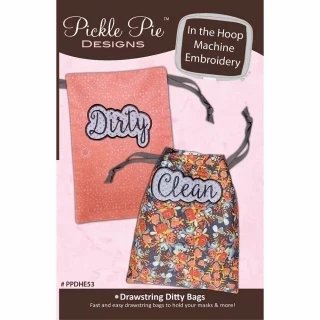 Pickle Pie Designs Drawstring Ditty Bags Hoop Envy Club ITH (PPDHE53) Photo