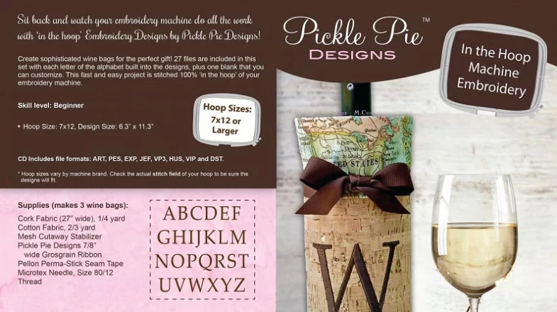 Pickle Pie Designs Monogrammed Cork Wine Bags (PPDB03) Banner Photo