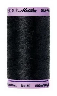 Mettler Silk Finish Cotton 50wt 547 yards Color Black 9104-4000 Photo