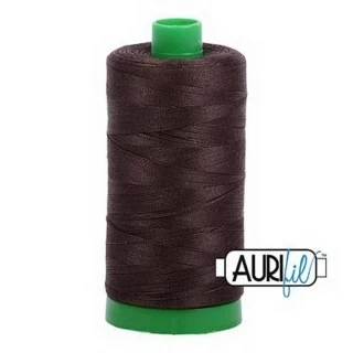 Aurifil Cotton Mako Thread 40wt 1000m Box of 6 VERY DARK BARK Photo