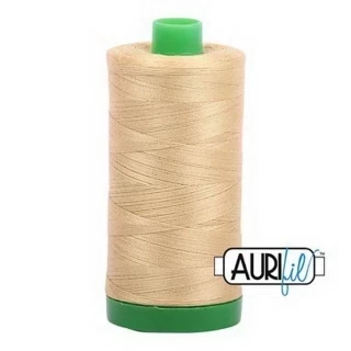 Aurifil Cotton Mako Thread 40wt 1000m Box of 6 VERY LIGHT BRASS Photo