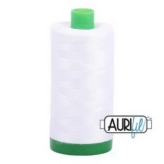 Aurifil Cotton Mako Thread 40wt 1000m Box of 6 WHITE Photo