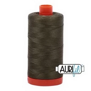 Aurifil Cotton Mako Thread 50wt 1300m Box of 6 ARMY GREEN Photo