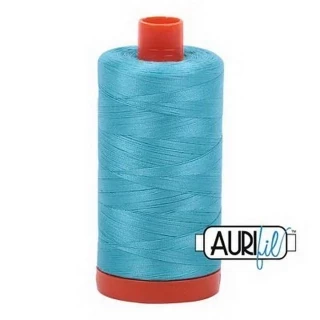 Aurifil Cotton Mako Thread 50wt 1300m Box of 6 BRIGHT TURQUOISE Photo