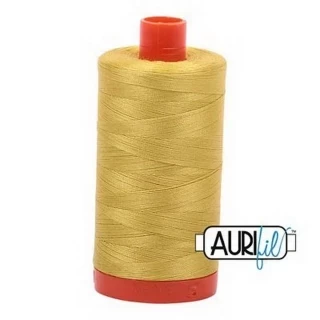 Aurifil Cotton Mako Thread 50wt 1300m Box of 6 GOLD YELLOW Photo