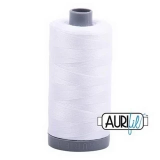 Aurifil Cotton Mako Thread 28wt 820yd 6ct WHITE Photo