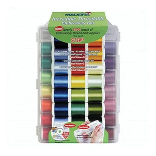 Madeira Incredible Threadable Embroidery Box 80 Color 220 yd Smart Spools, 2 Bobbinfil Spools 1650yds Each Photo