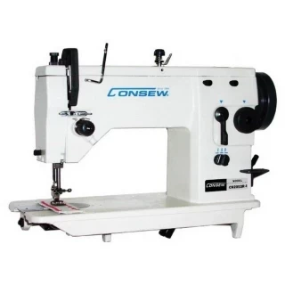 Consew CN2053R-1 Single Needle, Drop Feed, Zig-Zag Lockstitch Machine with Assembled Table and Servo Motor Photo