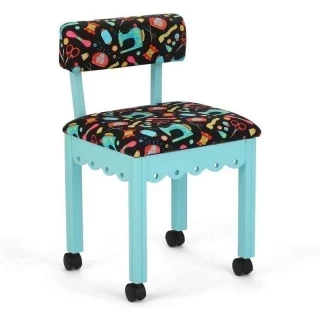 Arrow Wooden Sewing Chair - Blue - Black Notions Fabric 7019B Photo