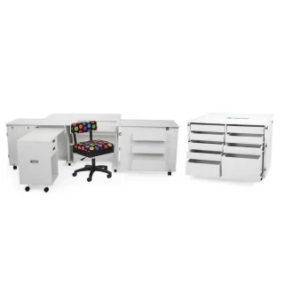 Kangaroo Sewing Furniture Aussie Studio and Dingo II WHITE Sewing Cabinets with Air Lift (AS-WHT) Photo