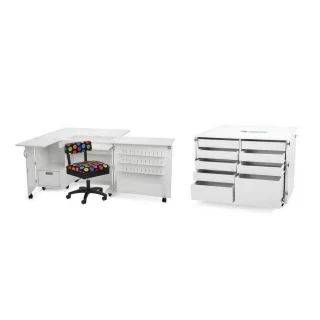 Kangaroo Sewing Furniture Wallaby II Studio Wallaby Air Lift and Dingo II Sewing Cabinet Set WHITE (WS-WHT) Photo