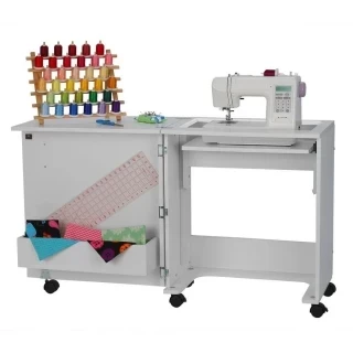 Arrow 101 Judy Sewing and Craft Table with Storage and Adjustable 3-Position Lift - White Photo