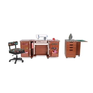 Kangaroo Sewing Furniture Bandicoot Cabinet Teak b8205 Studio Set With Kiwi Storage Cabinet And Arrow Hydraulic Sewing Chair Photo