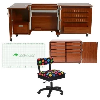 Kangaroo Sewing Furniture Dingo II and Wallaby II Bundle Cabinet Set (Teak) Photo