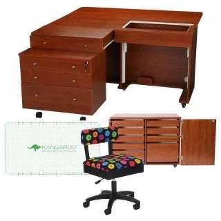 Kangaroo Sewing Furniture Dingo II, Kangaroo and Joey II Bundle Cabinet Set (Teak) Photo