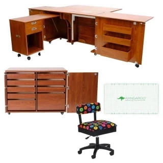 Kangaroo Sewing Furniture Dingo II and Aussie II Bundle Cabinet Set (Teak) Photo