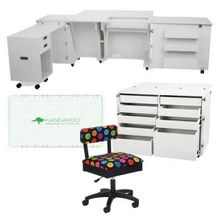 Kangaroo Sewing Furniture Dingo II and Aussie II Bundle Cabinet Set (White) Photo